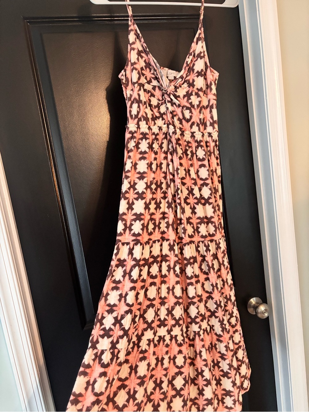 LOFT Pink and Brown Floral Maxi Dress